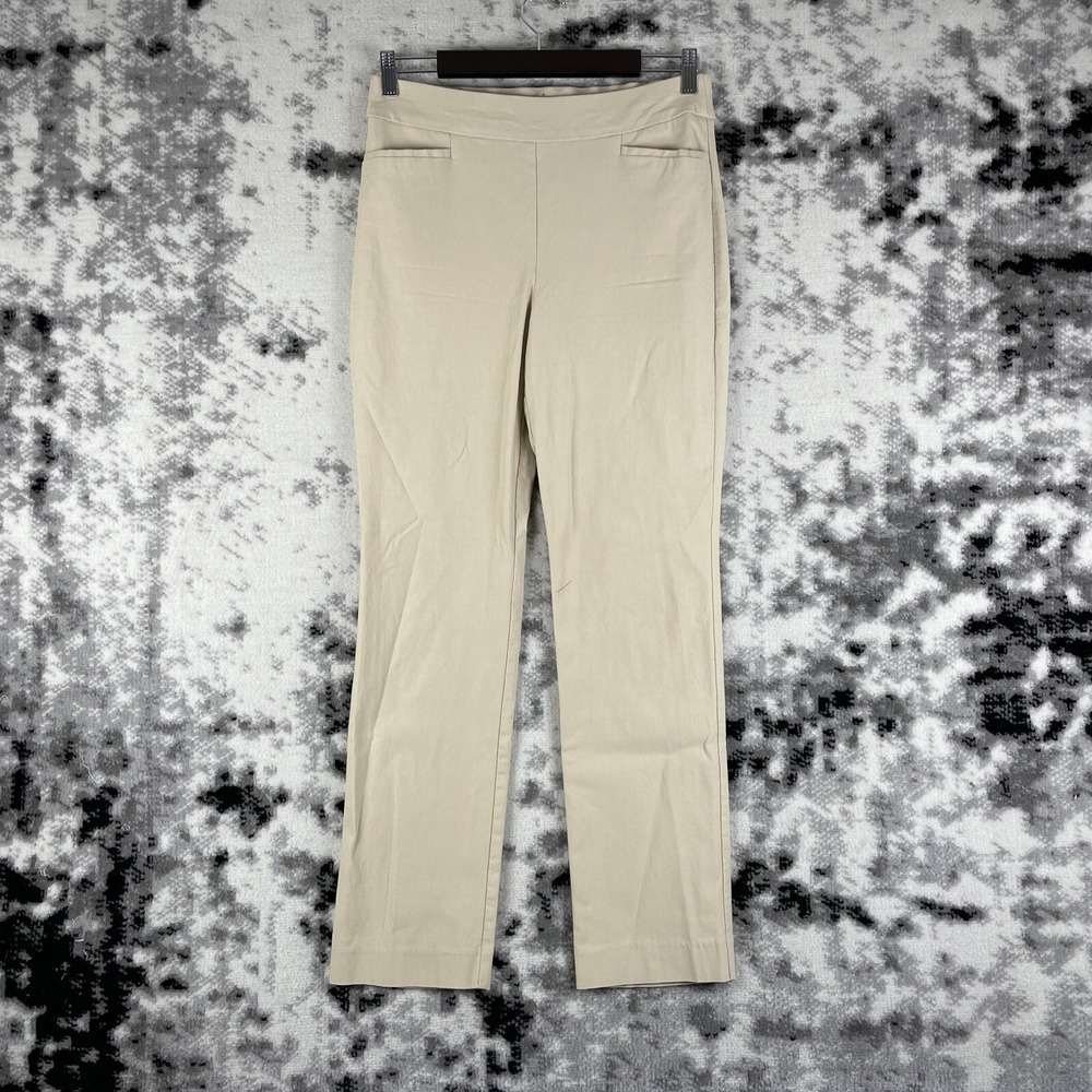 Chicos Pants Womens Size 6R‎ Pull On Straight Leg Rayon Nylon Stretch Casual